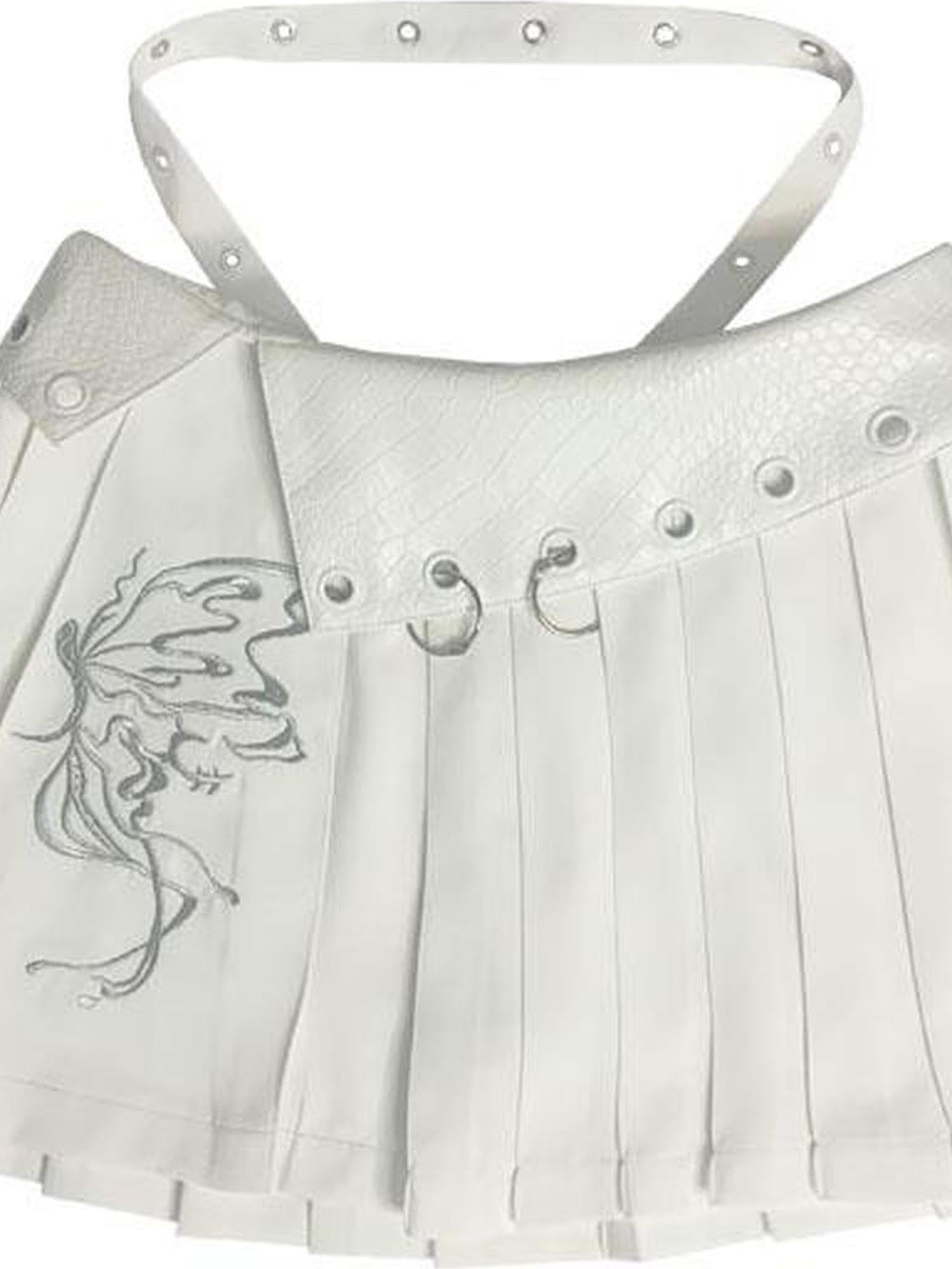 WSW WUSHENWU Butterfly Embroidered White Ballet Mini Skirt
