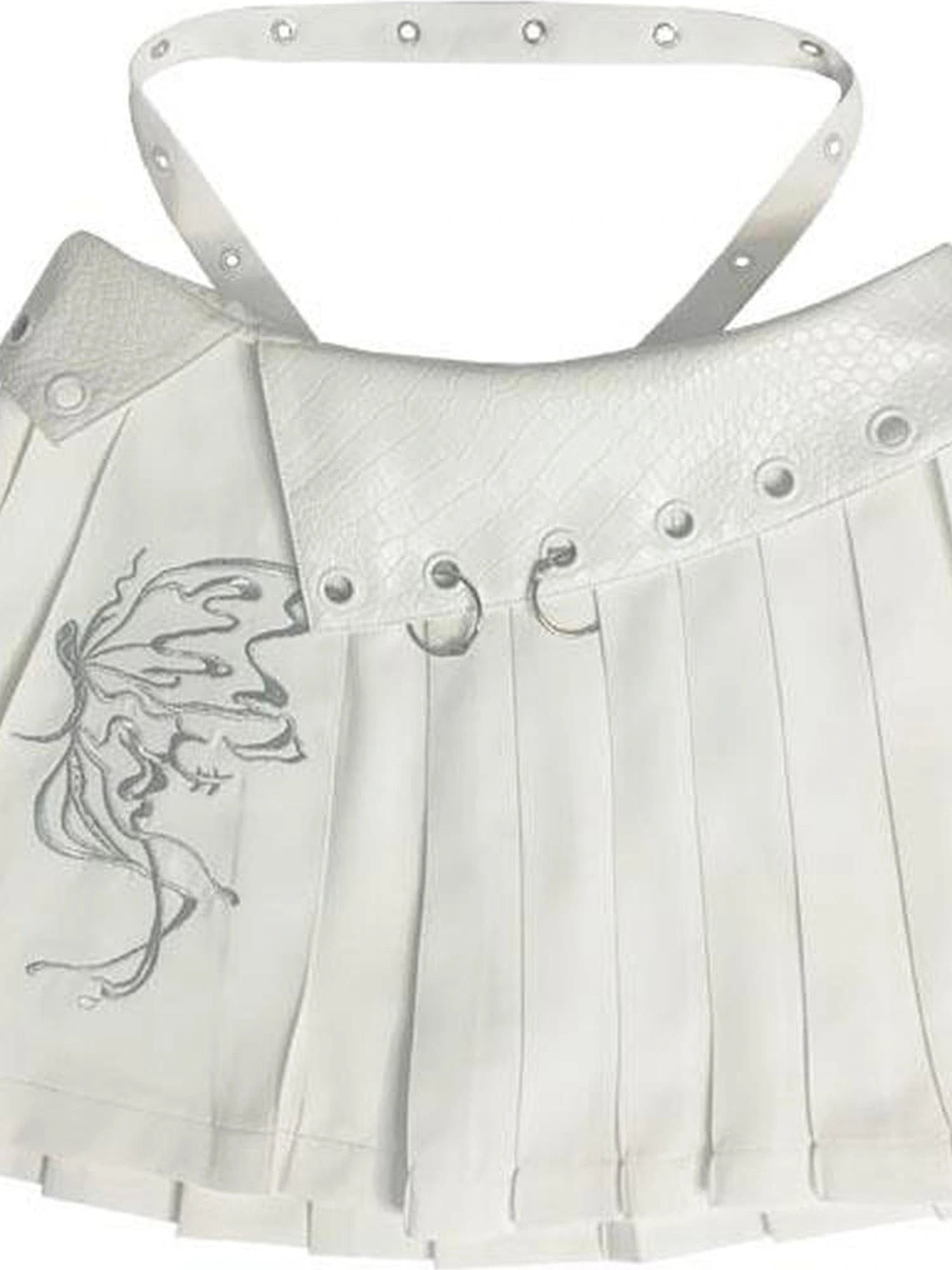 Butterfly Embroidered White Ballet Mini Skirt