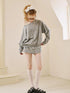 Butterfly Knot Off Shoulder Hoodie Split Hem Sport Skirt Set