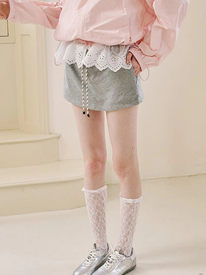 Butterfly Knot Off Shoulder Hoodie Split Hem Sport Skirt Set