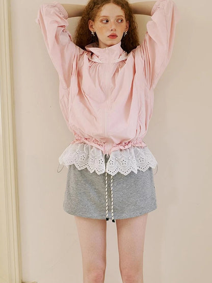 Butterfly Knot Off Shoulder Hoodie Split Hem Sport Skirt Set