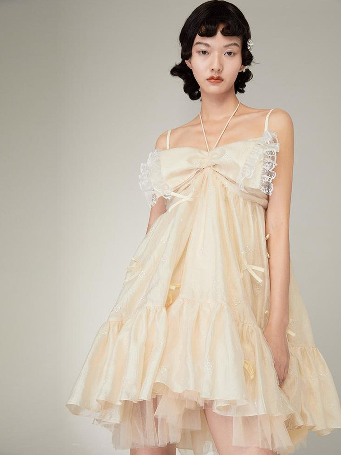 Butterfly Lace Bow Mini Dress