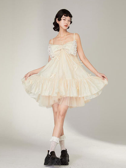DIDDI MODA Butterfly Lace Bow Mini Dress