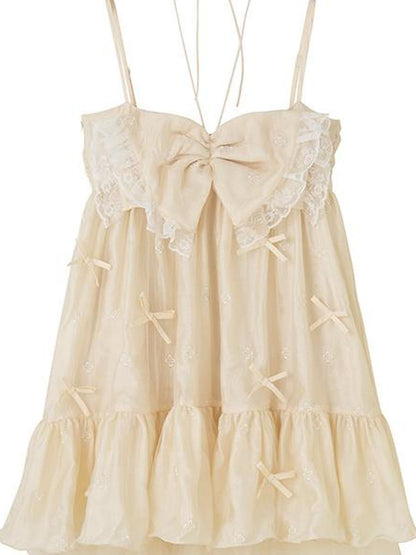 DIDDI MODA Butterfly Lace Bow Mini Dress