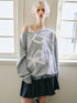 DIDDI MODA Butterfly Lace Cutout Oversized Sweatshirt