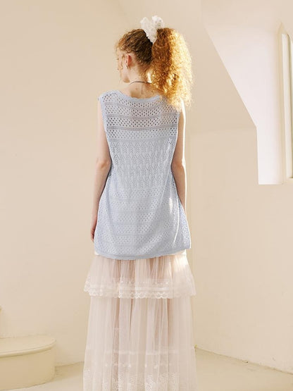 DIDDI MODA Butterfly Lace Hooded Knit Top Floral Mesh Skirt Set