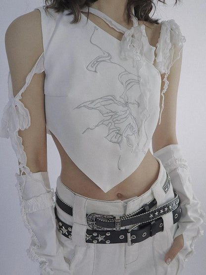 Butterfly Lace Tie Front Bralette Top