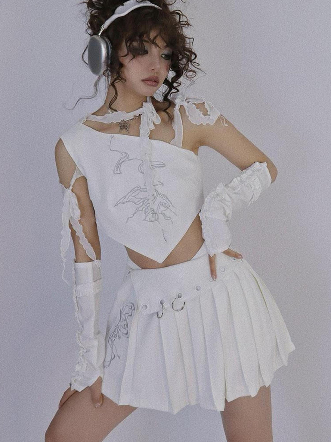 WSW WUSHENWU Butterfly Lace Tie Front Bralette Top
