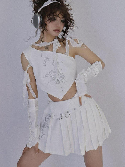 WSW WUSHENWU Butterfly Lace Tie Front Bralette Top