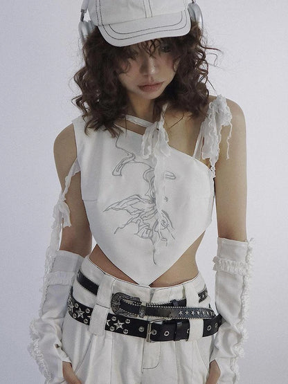 Butterfly Lace Tie Front Bralette Top