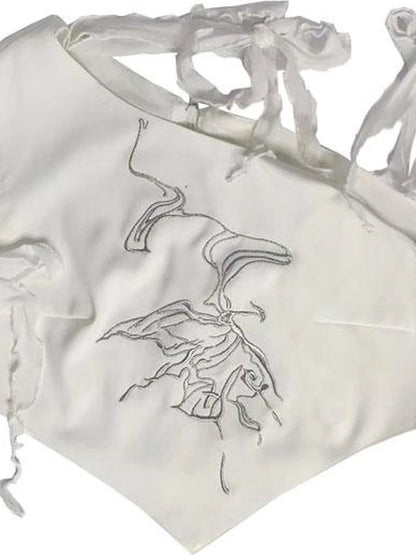 Butterfly Lace Tie Front Bralette Top