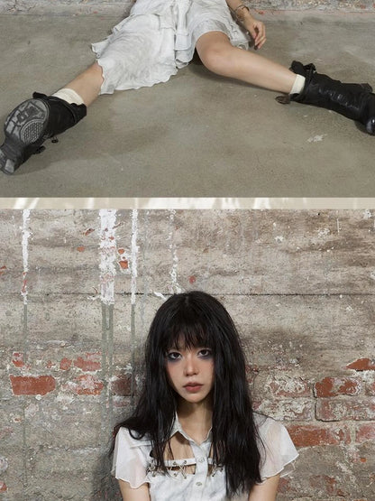 Butterfly Punk Cropped Shirt Street Style