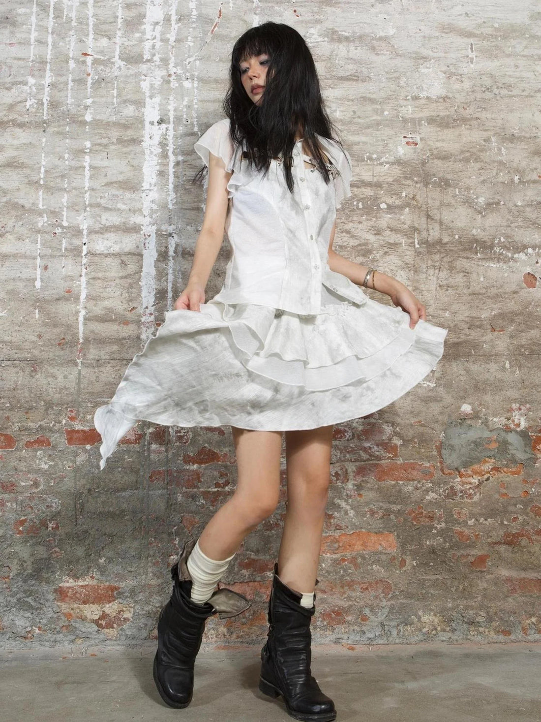 Butterfly Punk Cropped Shirt Street Style