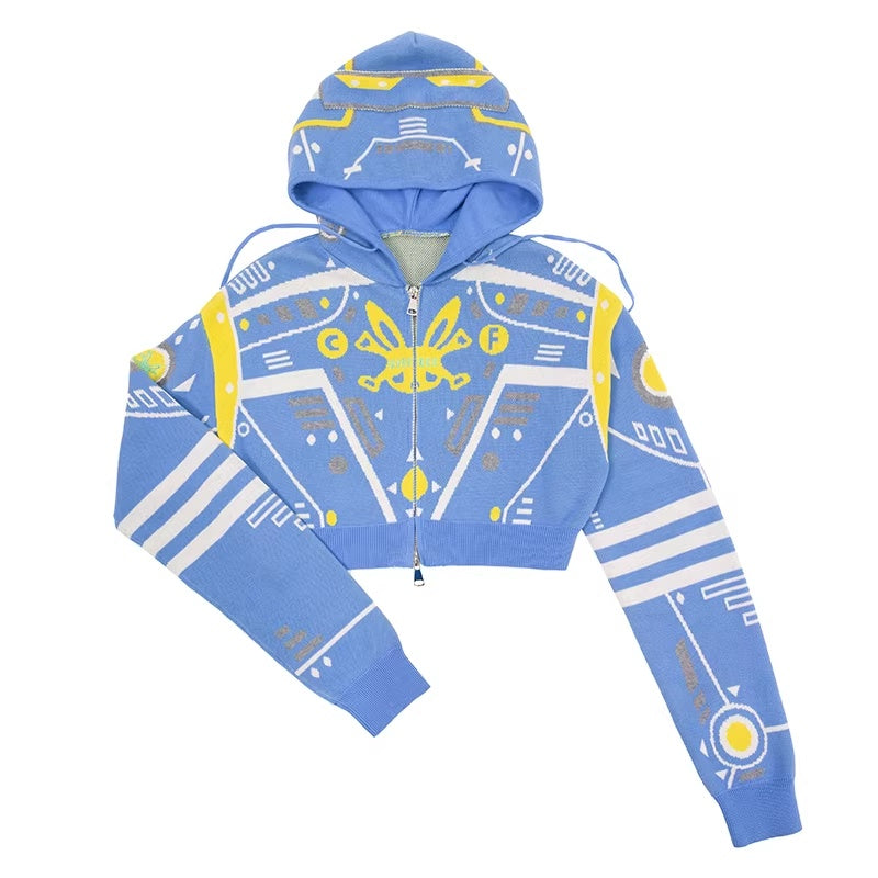 CFIERCE_100_Percent_Cotton_Animal_Print_Patchwork_Open_Front_Unisex_Blue_White_Jacket_MISSTT