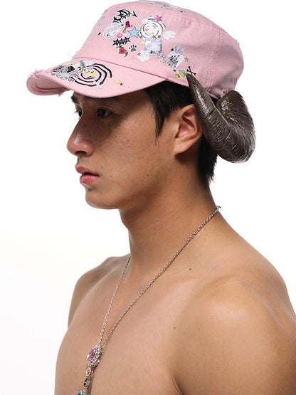 CFIERCE Adjustable Snapback Cap With Sticker Print Design