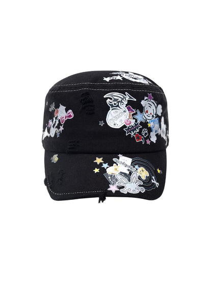 CFIERCE Adjustable Snapback Cap With Sticker Print Design