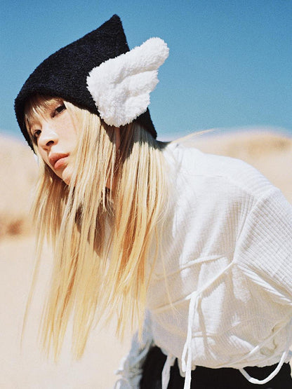 CFIERCE Angel Wing Knit Beanie With Tip