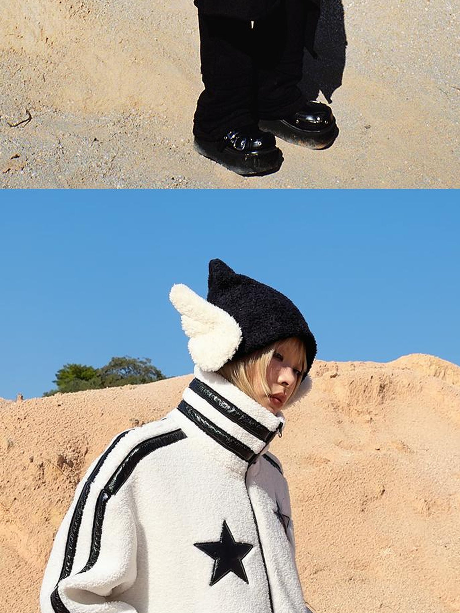 CFIERCE Angel Wing Knit Beanie With Tip