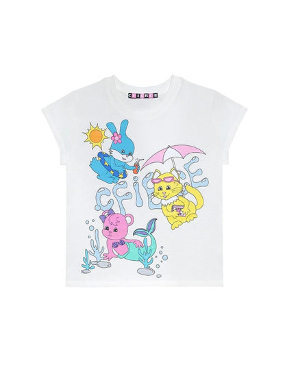 CFIERCE Animal Pool Party Print Slim Short Sleeve Women&