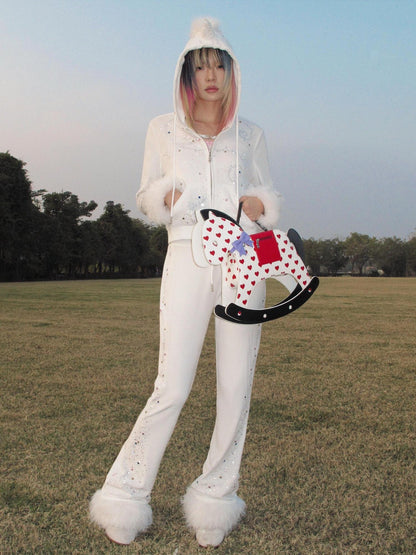 CFIERCE Asymmetric Slim High Waist Straight Leg Original Women Polyester Spandex Pants