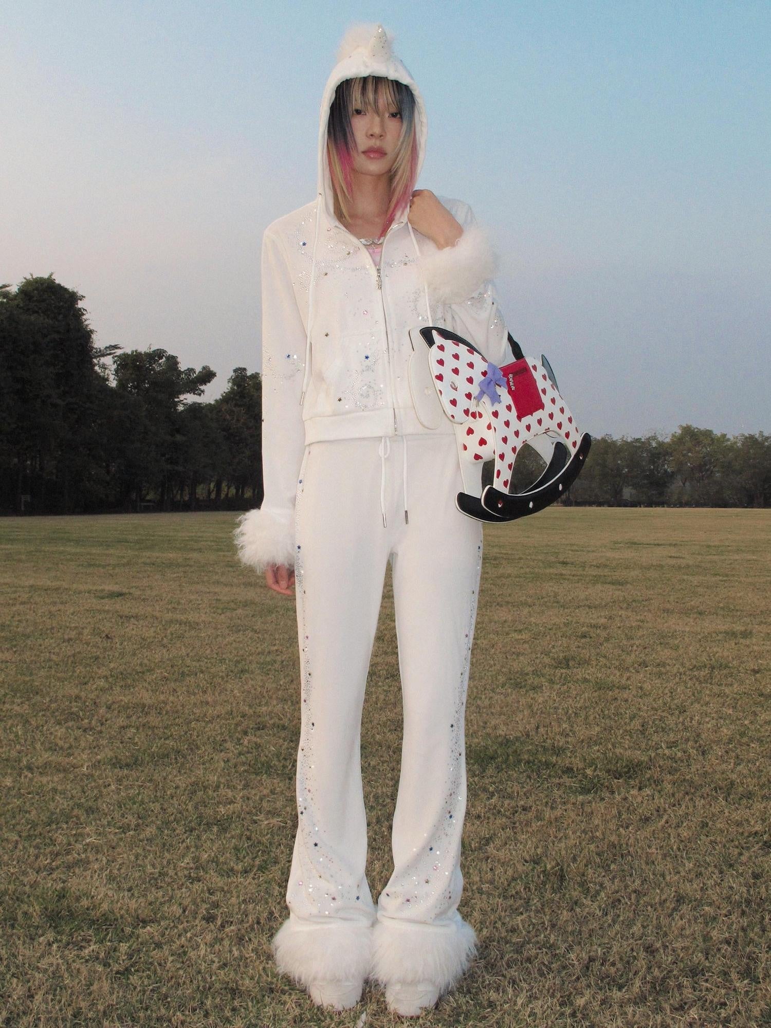 CFIERCE Asymmetric Slim High Waist Straight Leg Original Women Polyester Spandex Pants