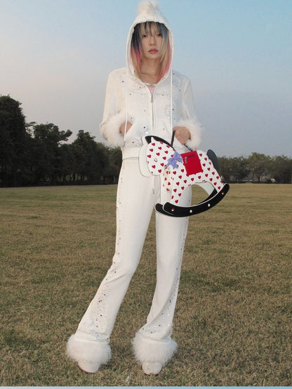 CFIERCE Asymmetric Slim High Waist Straight Leg Original Women Polyester Spandex Pants