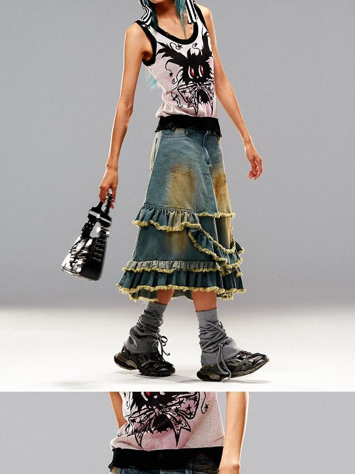 CFIERCE Blue Frayed Ombre Dyed Irregular Women&