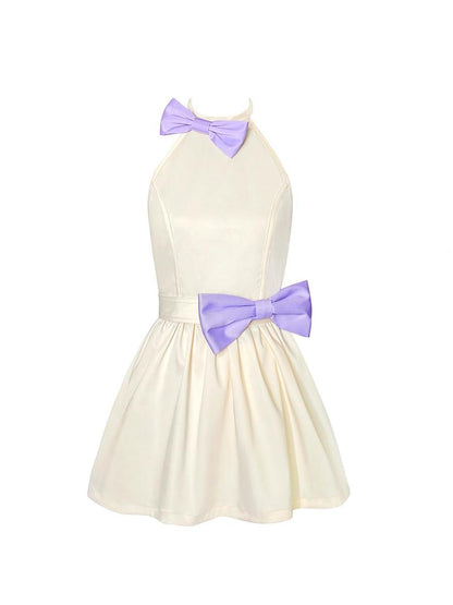 CFIERCE Bow Backless Dress With Detachable Sash