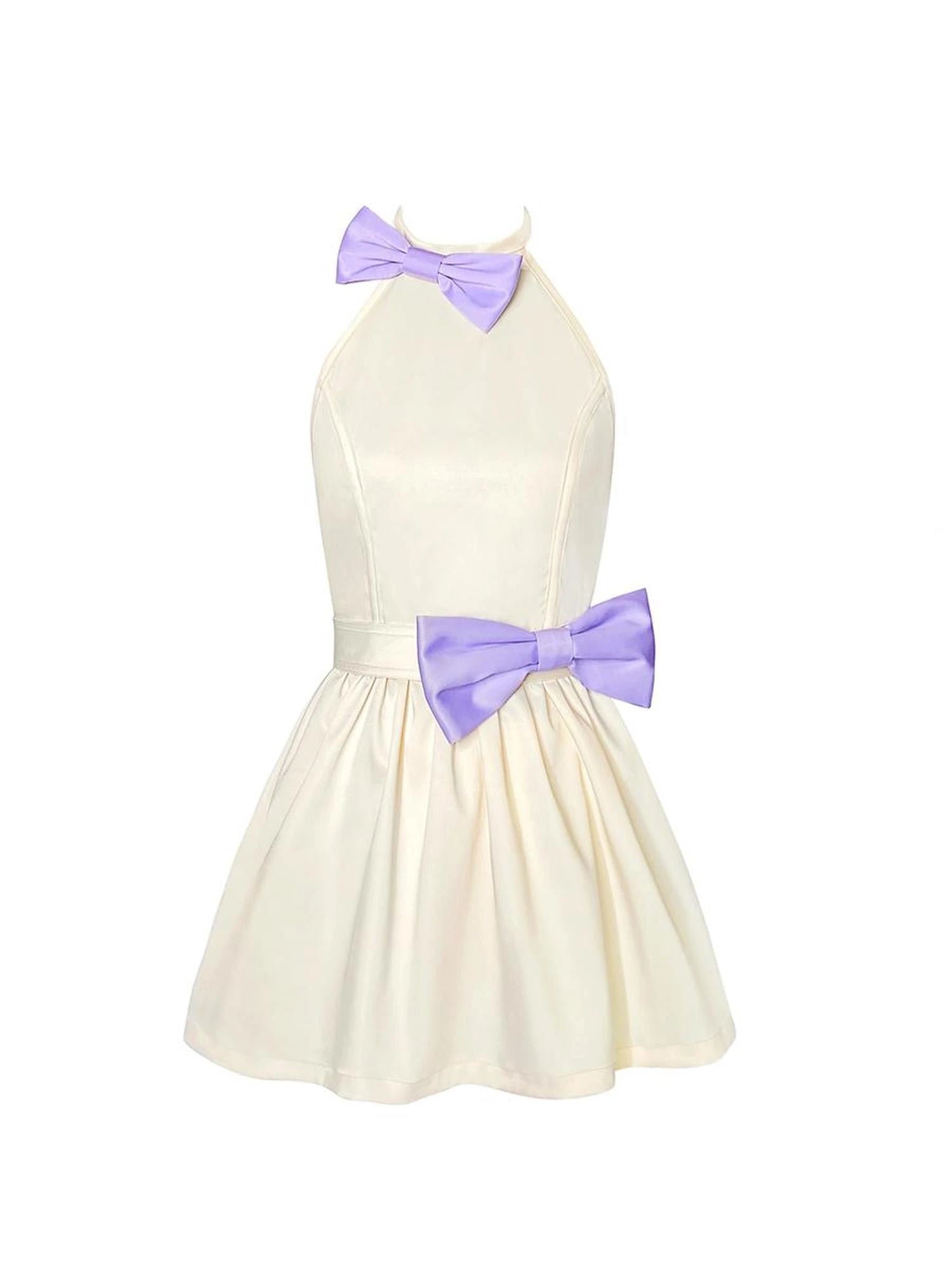 Bow Backless Dress With Detachable Sash