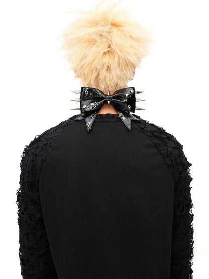 CFIERCE Bow Knot Riveted Metal Embellished Women&