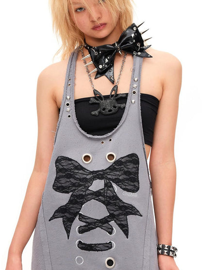 CFIERCE Bow Knot Riveted Metal Embellished Women&