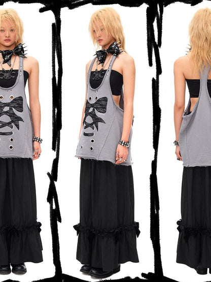 CFIERCE Bow Knot Riveted Metal Embellished Women&