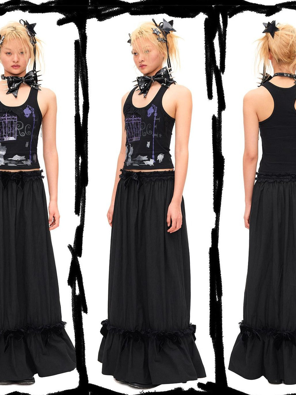 CFIERCE Bow Knot Riveted Metal Embellished Women&