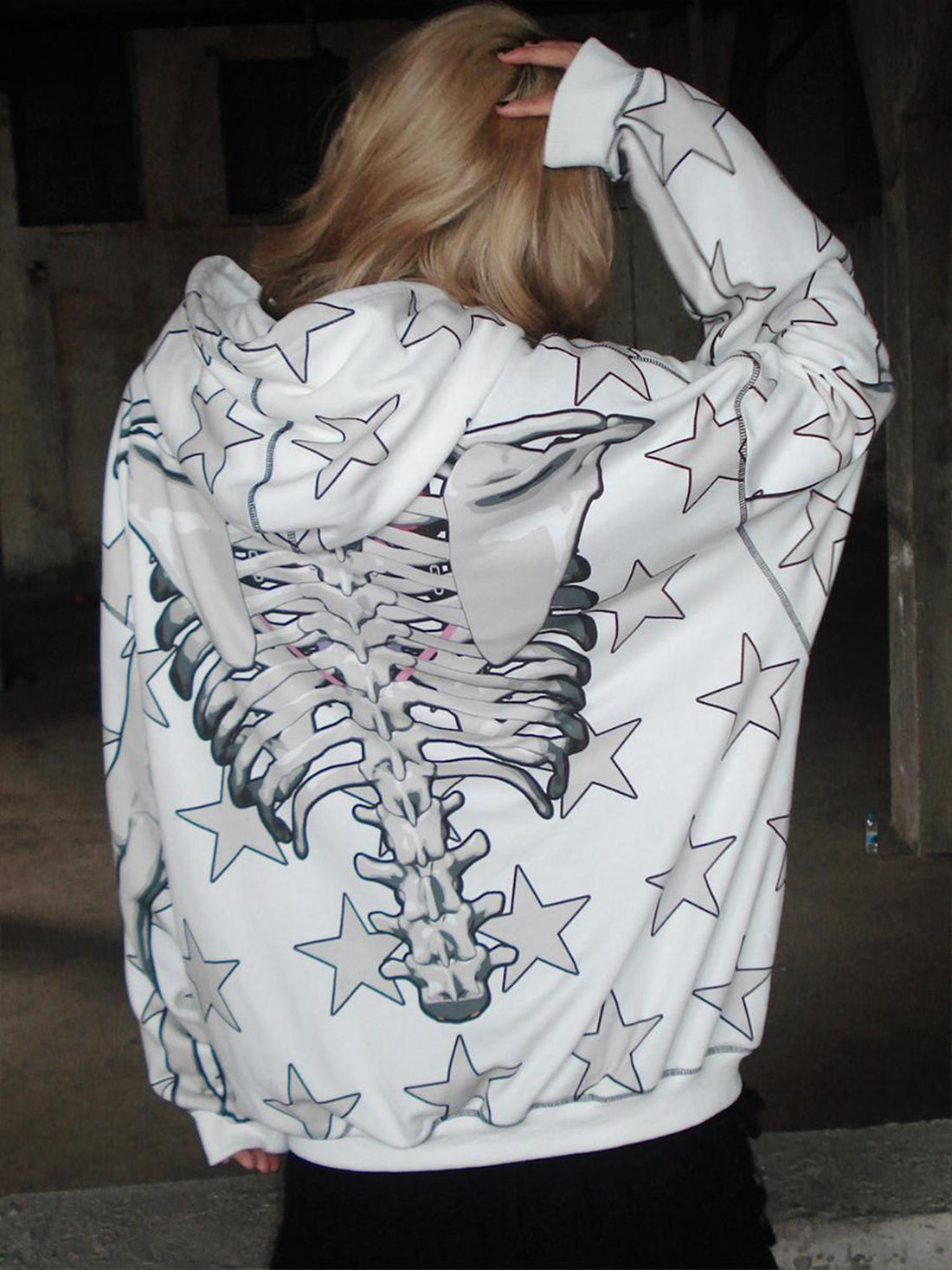 CFIERCE Bow Skull Print Hoodie
