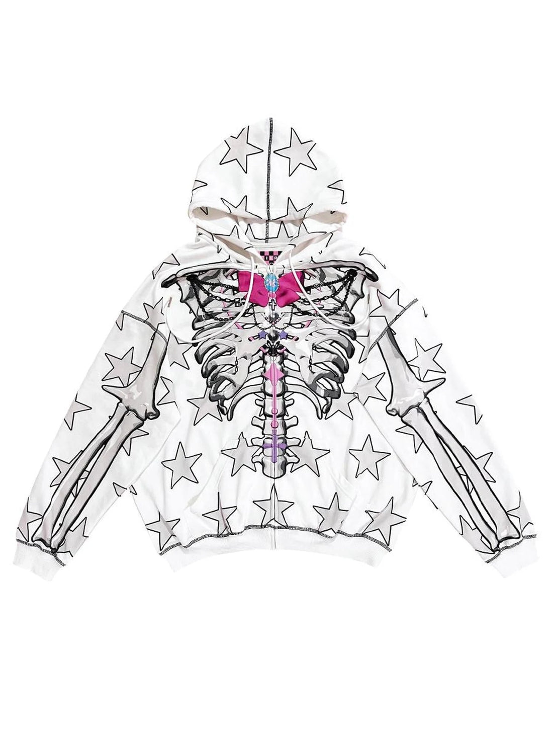 Bow Skull Print Hoodie