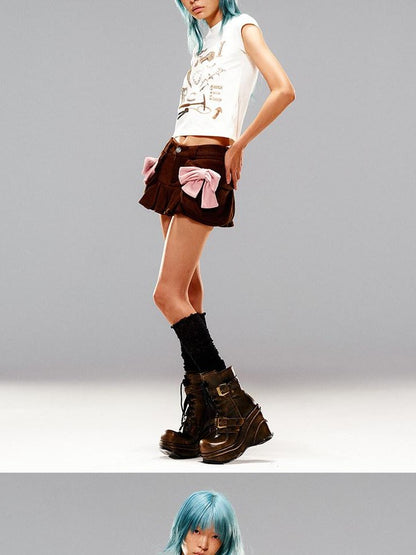 CFIERCE Brown Terry Cloth Bow Women&