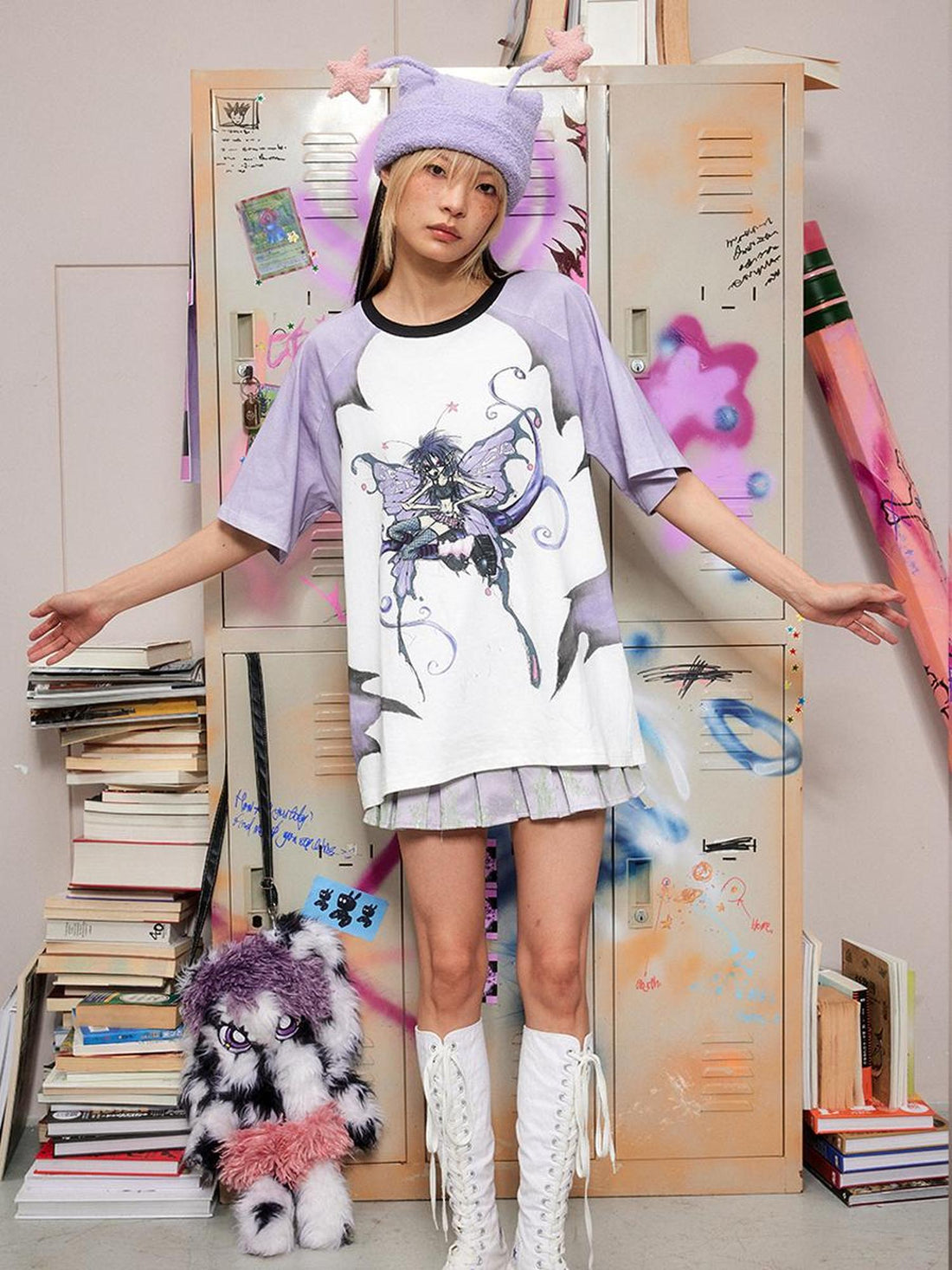 CFIERCE Butterfly Enchantress Print Raglan Tee
