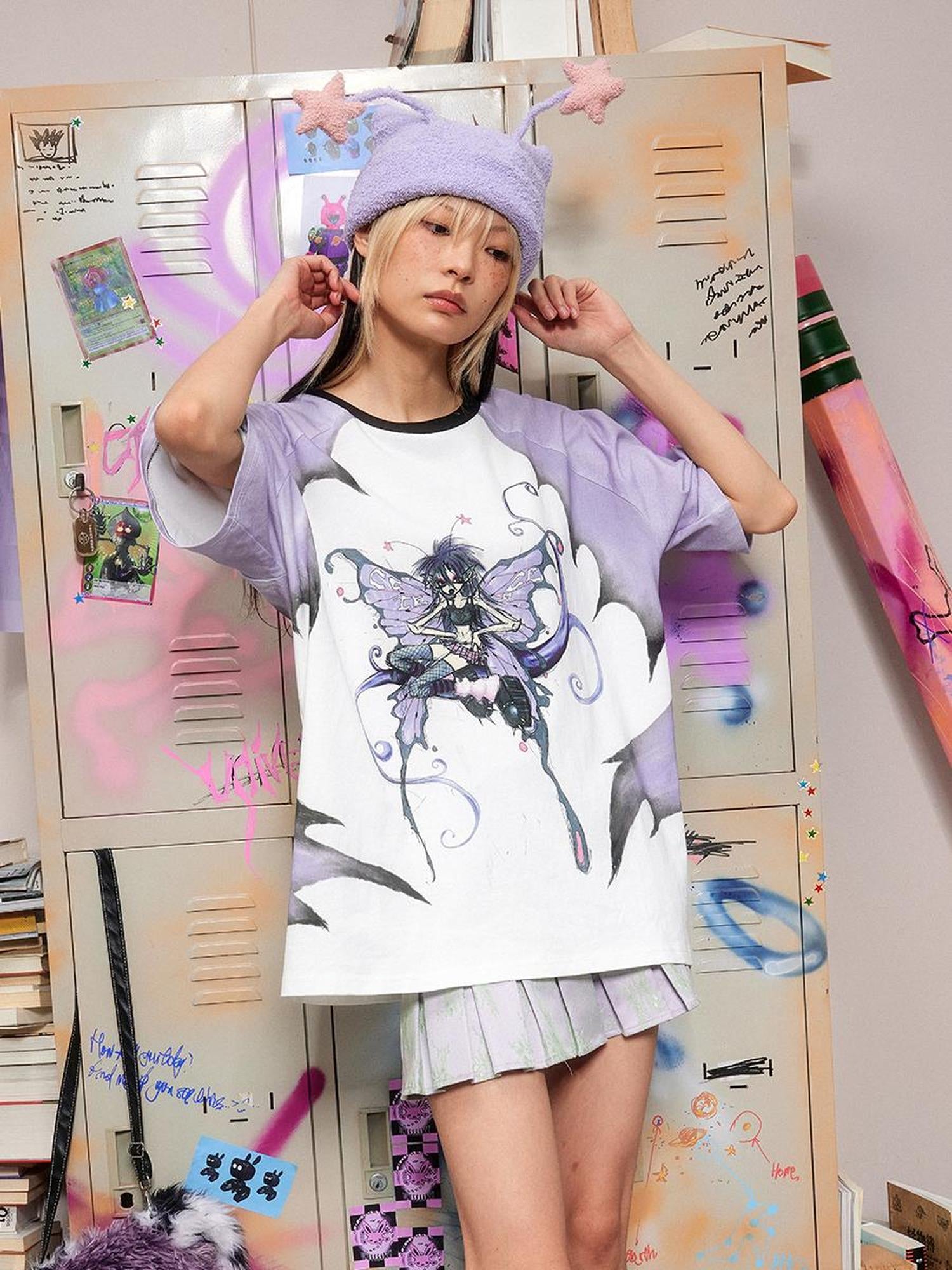 CFIERCE Butterfly Enchantress Print Raglan Tee