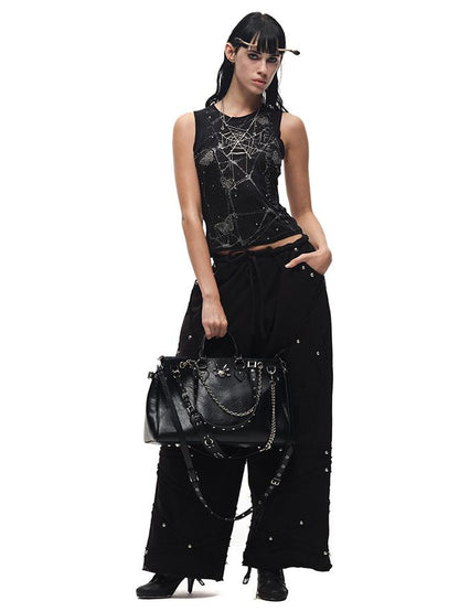 CFIERCE Butterfly Web Crystal Studded Vest