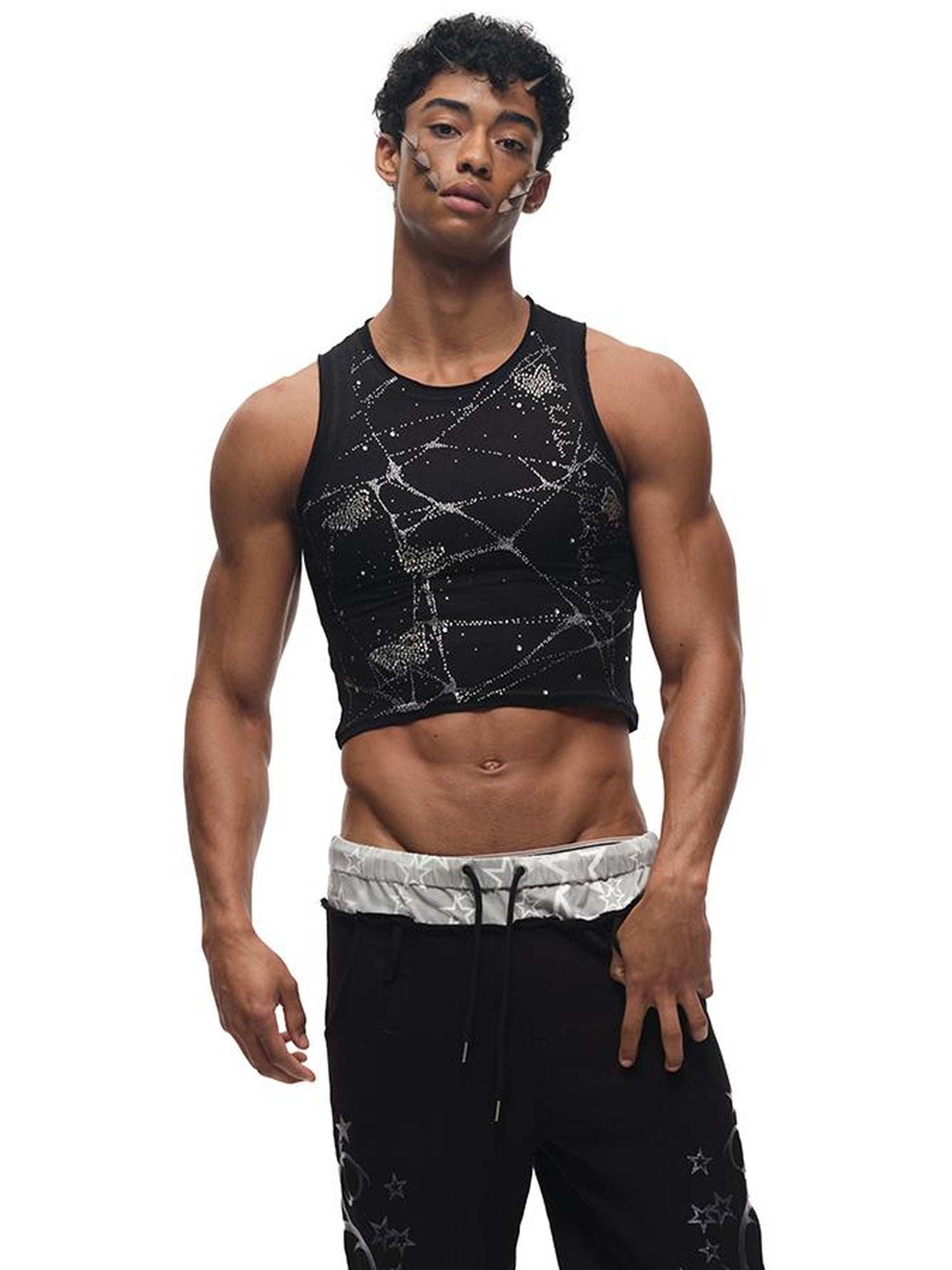 CFIERCE Butterfly Web Crystal Studded Vest