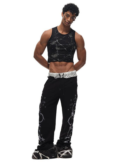 CFIERCE Butterfly Web Crystal Studded Vest