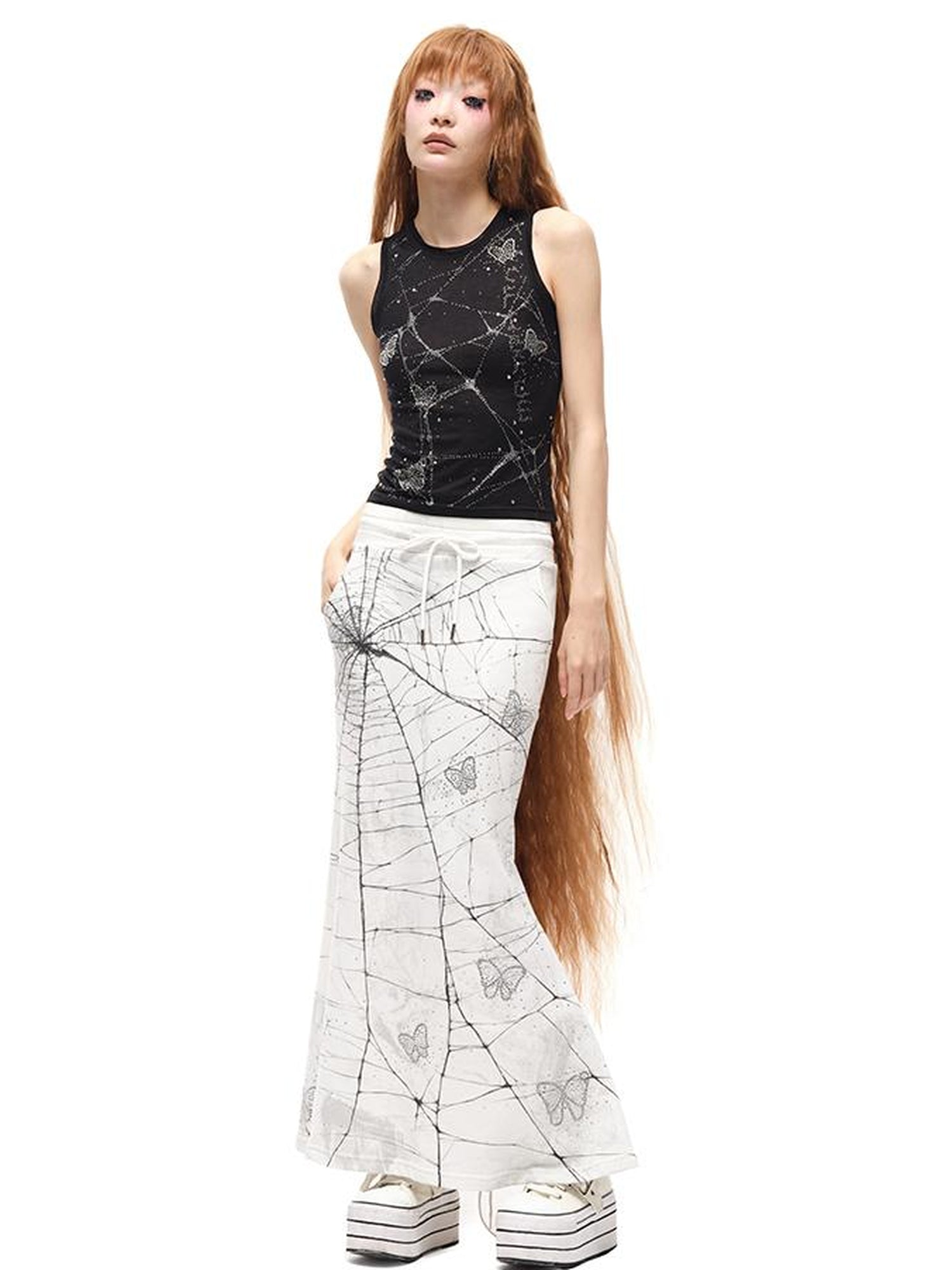 CFIERCE Butterfly Web Crystal Studded Vest