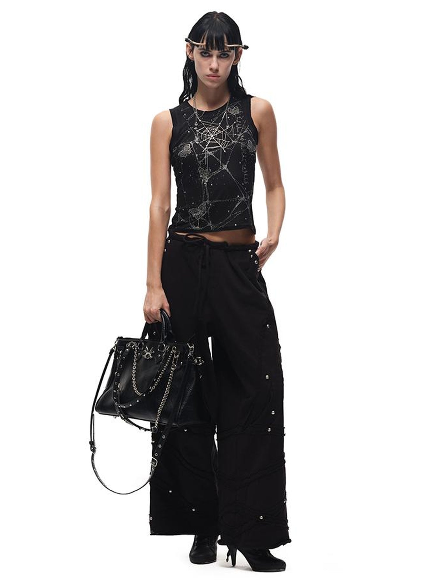 CFIERCE Butterfly Web Crystal Studded Vest