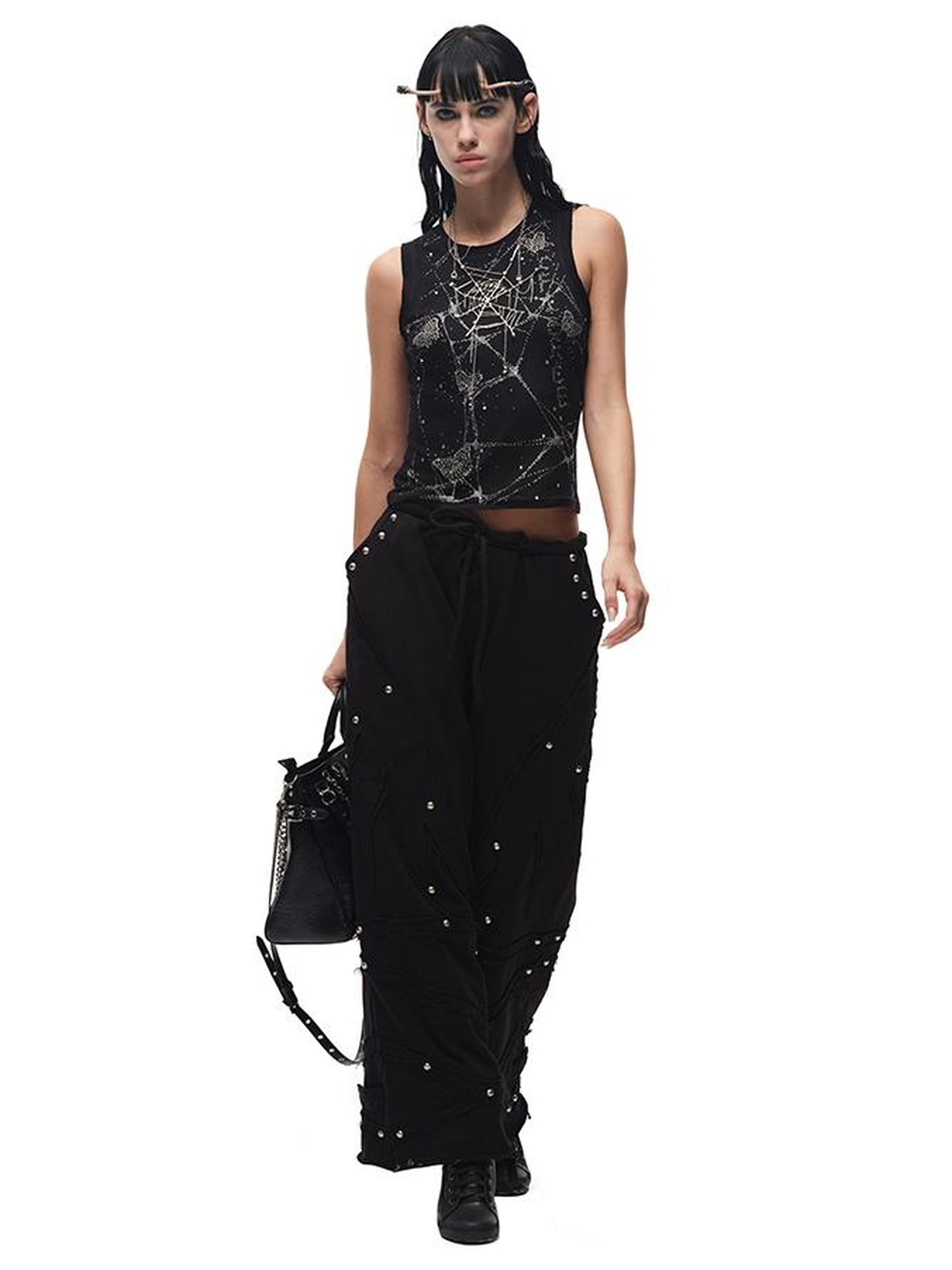 CFIERCE Butterfly Web Crystal Studded Vest