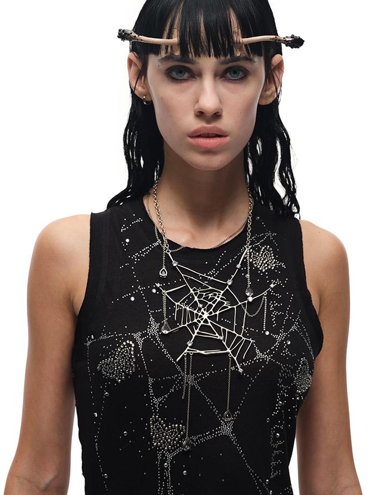 CFIERCE Butterfly Web Crystal Studded Vest