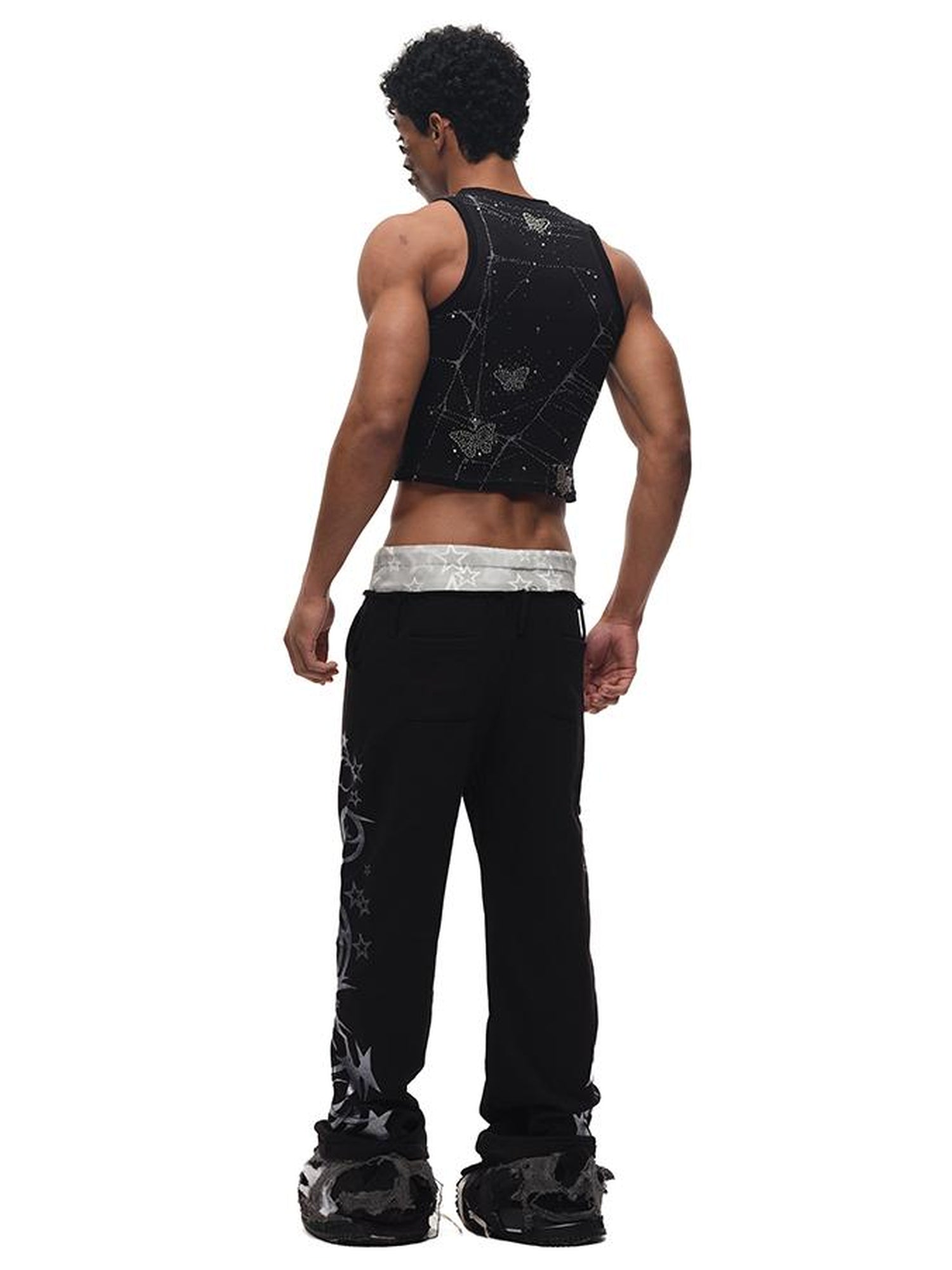 CFIERCE Butterfly Web Crystal Studded Vest