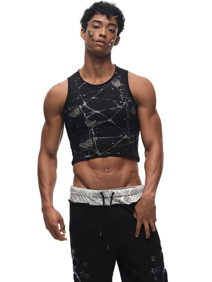 CFIERCE Butterfly Web Crystal Studded Vest