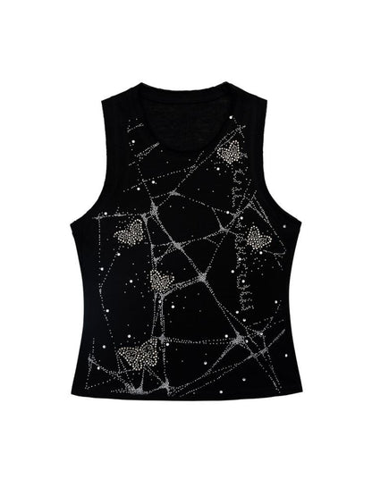 CFIERCE Butterfly Web Crystal Studded Vest