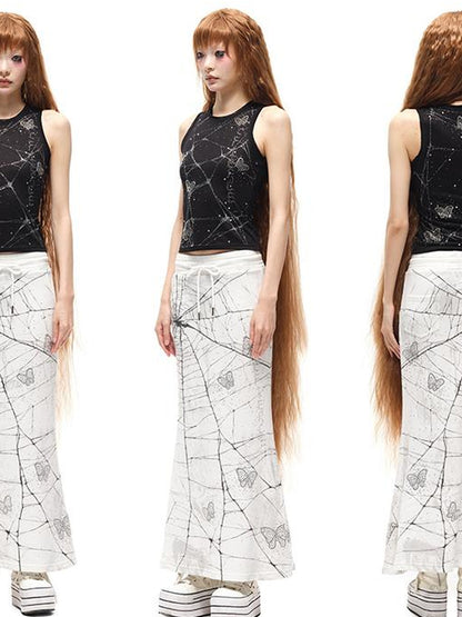 CFIERCE Butterfly Web Crystal Studded Vest