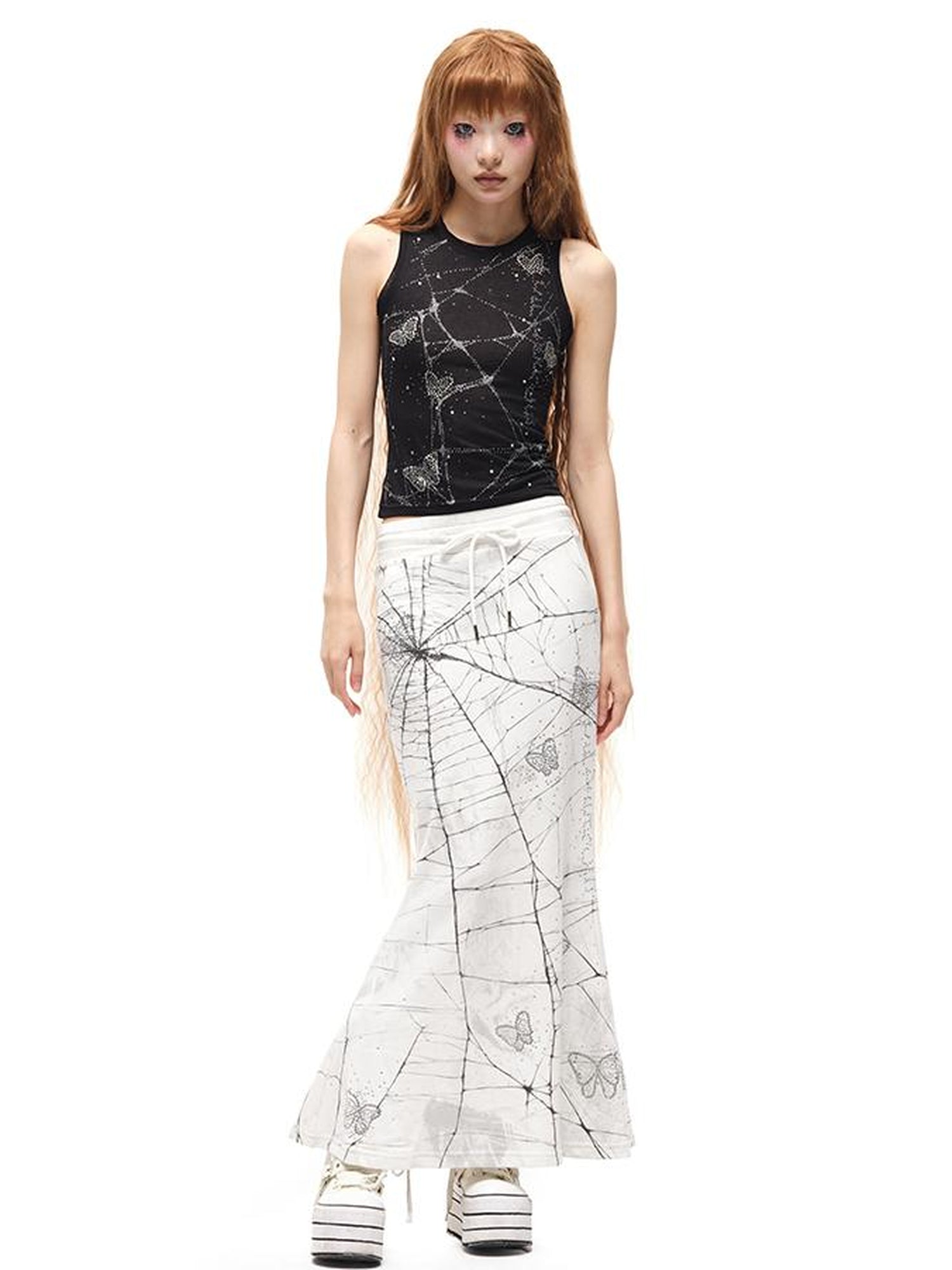 CFIERCE Butterfly Web Crystal Studded Vest
